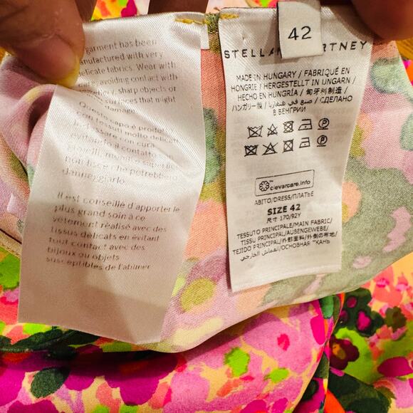 STELLA MCCARTNEY Silk Blend Malia Puff-Sleeve Floral Dress 42 - Picture 4 of 16